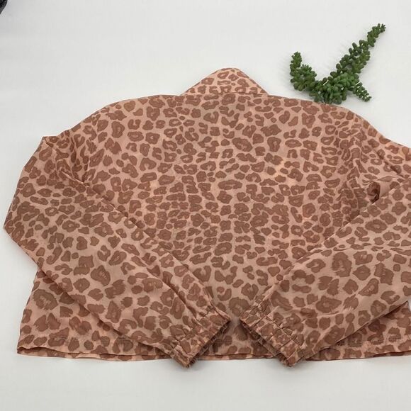 GOOD AMERICAN DESERT LEOPARD LIGHTWEIGHT QUARTER ZIP SHEER PULLOVER JACKET SMALL - Picture 10 of 14